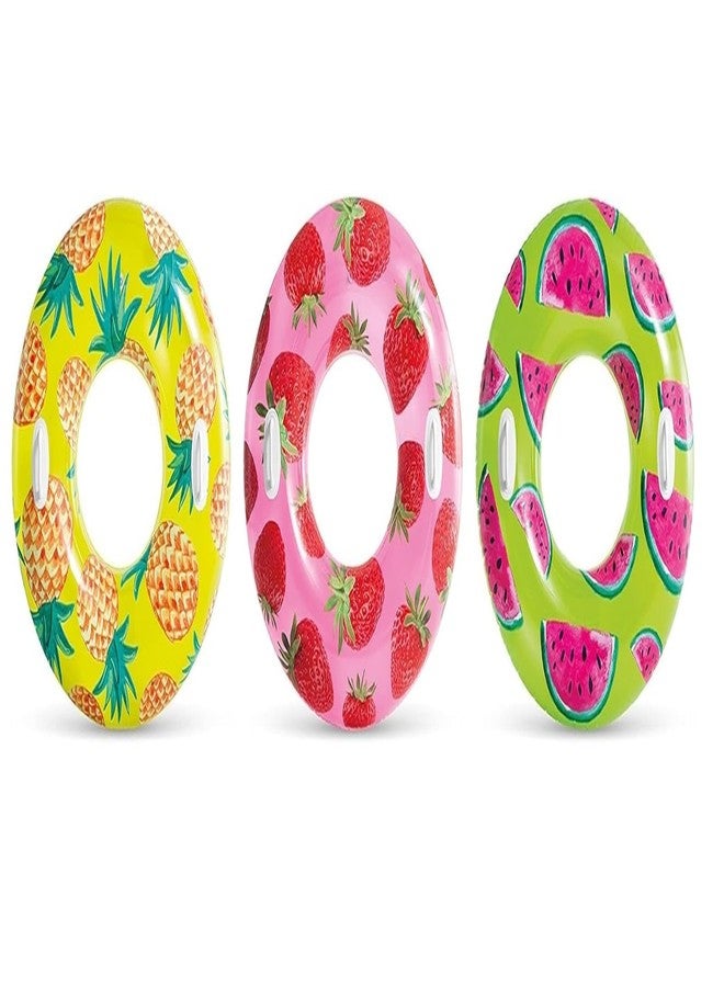 KidsZeeNie® Inflatable Swimming Floater for Summer Fun | Round Swim Ring for Kids 9+| Lightweight Pool Floater for Beach,Lake Party for Adult | Water Safety Lounge for Swimmers-42 in (Tropical Fruit) - Image 1